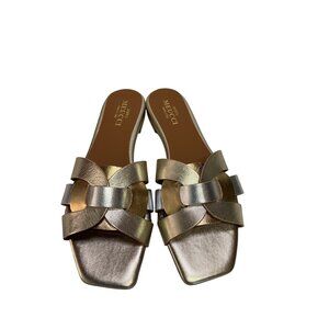 Sesto Meucci Metallic Leather Sandals Size 9.5 Made In Italy